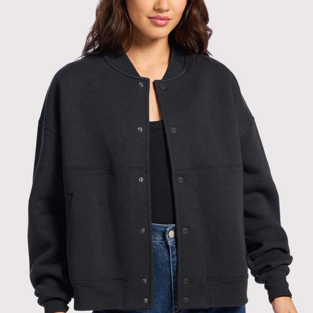 NWT Nuuds Black Alumni Jacket - Preppy Vintage Streetwear Casual Athleisure Cozy